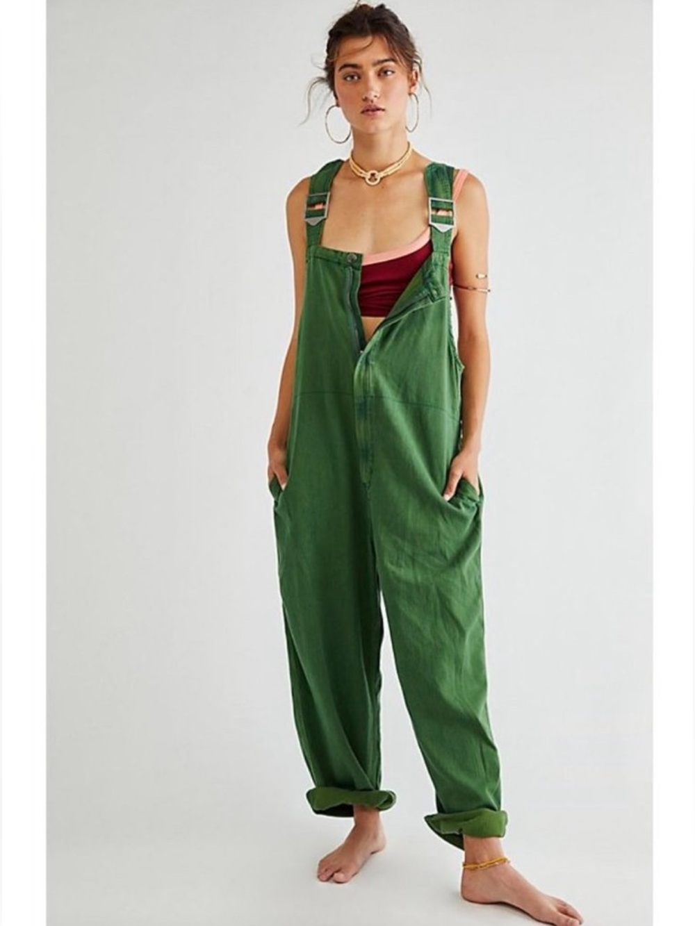 We The Free Hunter Denim Forest Green Overalls Utility Suit
